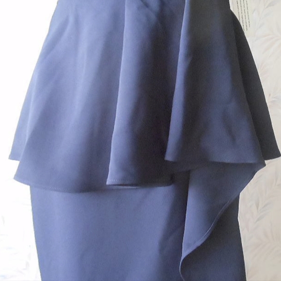 Aidan Mattox Shawl Neckline Peplum Navy Long Formal Dress Size 4 NWT MSRP $395 - Picture 8 of 14